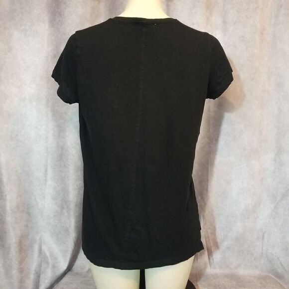 Zara Woman Basic Black V-Neck Tee Size Medium - Picture 3 of 4